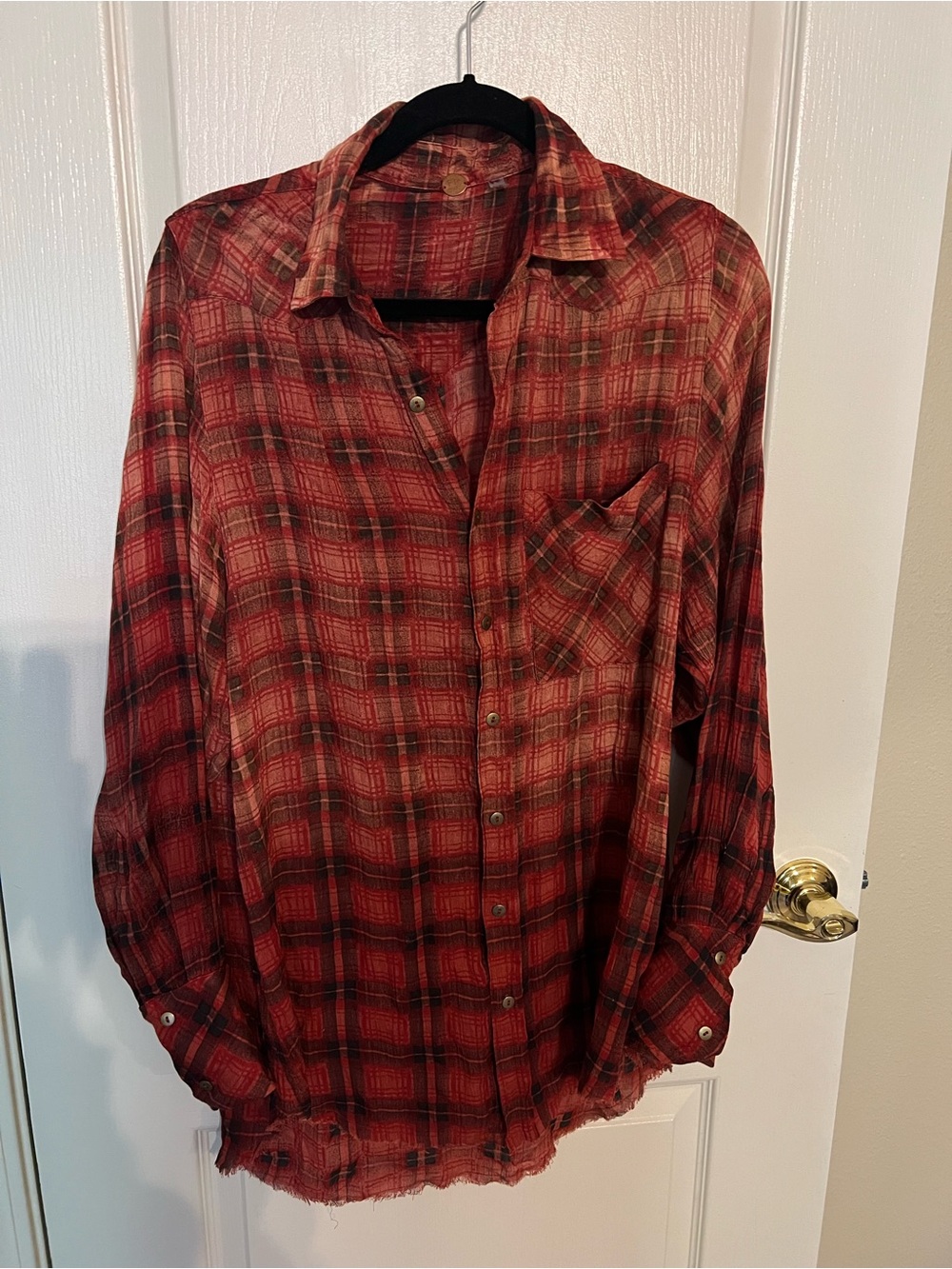 Free People One plaid Long Sleeve NWOT Size S